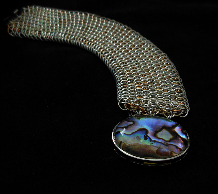 Abalone tri color mesh bracelet